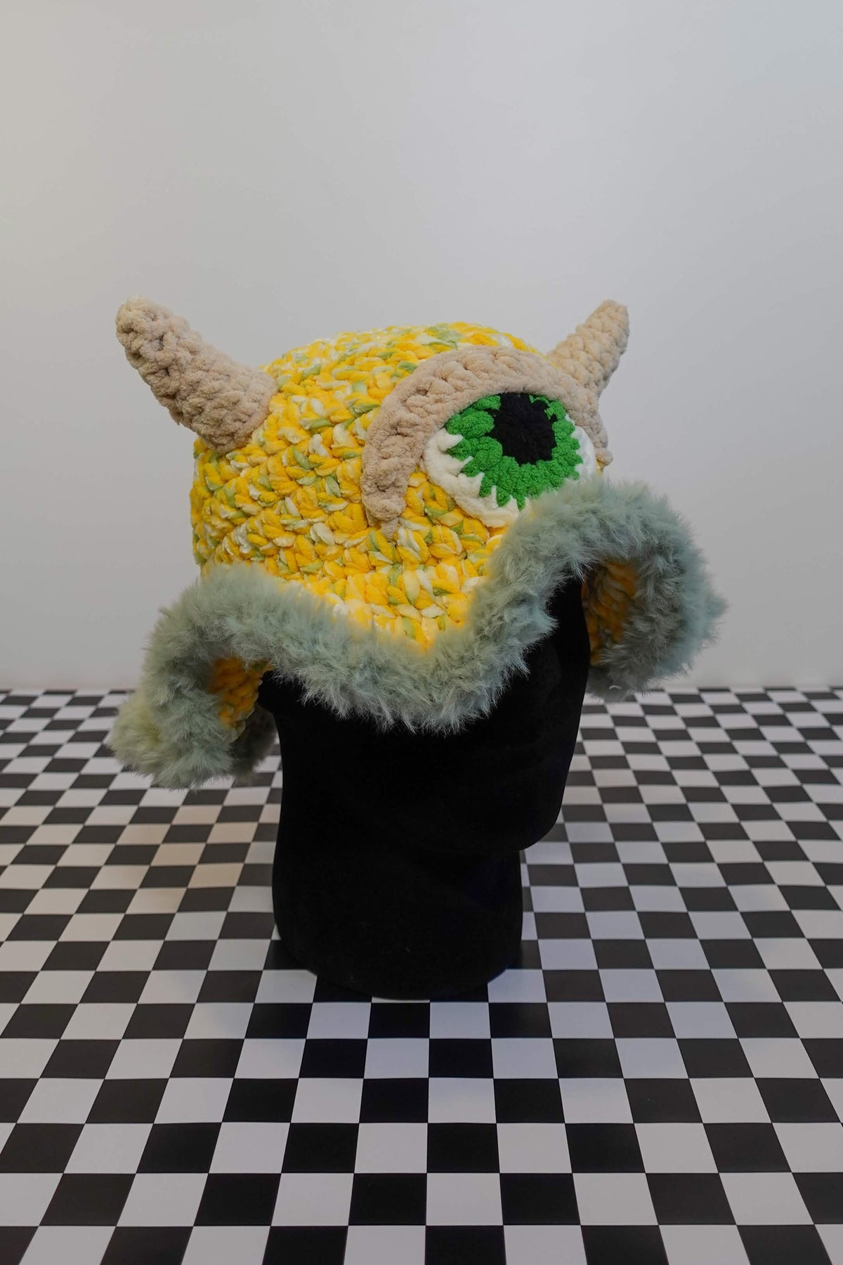 Handmade crochet cyclops monster bucket hat with hidden trinket pocket – Knotty Things