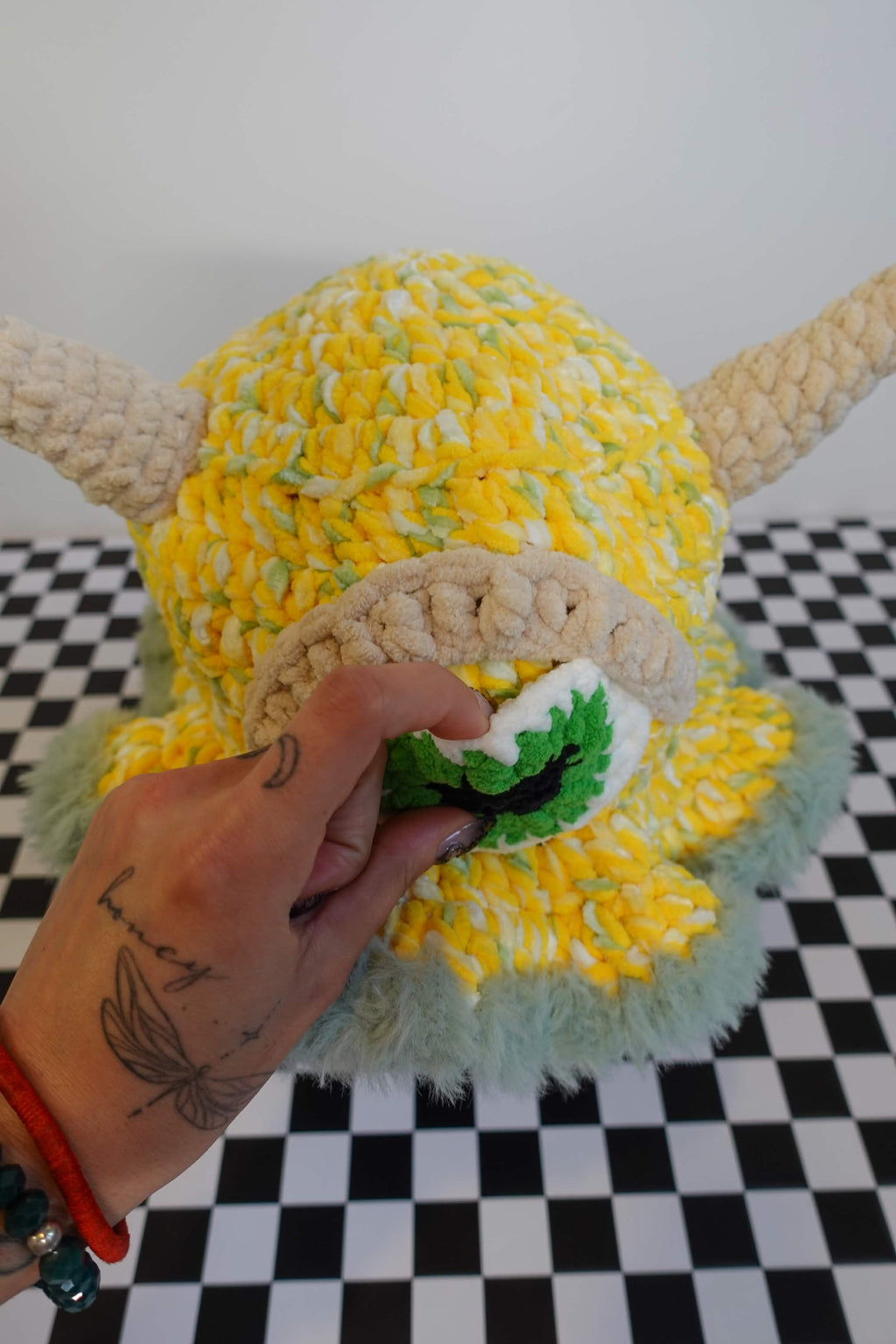 Handmade crochet cyclops monster bucket hat with hidden trinket pocket – Knotty Things