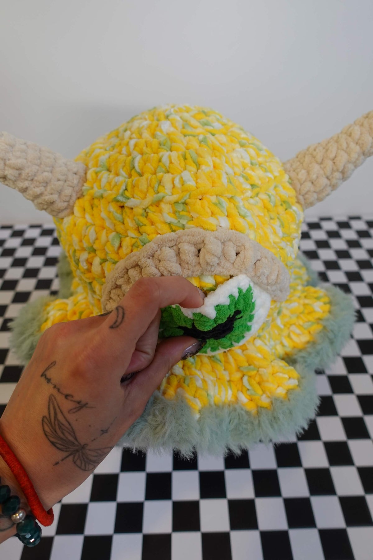 Handmade crochet cyclops monster bucket hat with hidden trinket pocket – Knotty Things
